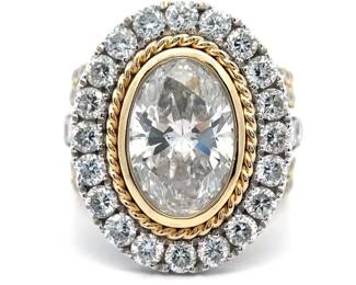 6.76 Carat Fancy Custom Designed Diamond Ring in Two-Tone Gold
