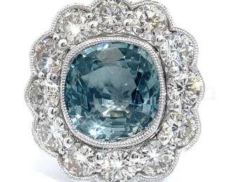 Extremely Rare! 5.71 Carat "Oscar Friedmann" Natural No Heat Burma Sapphire & Natural Diamond Designer Ring in Platinum