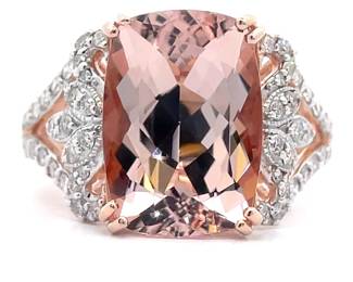 5.57 Carat Natural Morganite & Natural Diamond Ring in 14K Gold