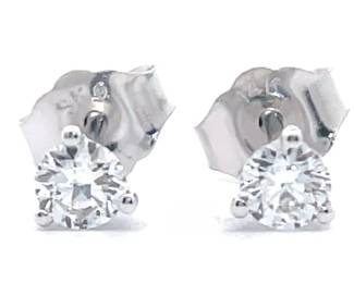 NEW! 0.25 Carat Diamond Round Brilliant Cut Solitaire Stud Earrings in 14k White Gold