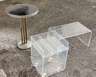 Deco Chrome Side Table, Lucite / Acrylic Stands