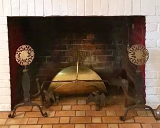Pair Iron and Brass Andirons