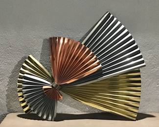 Curtis Jere Tri Color Fan Wall Sculpture