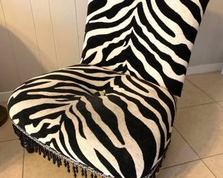 Zebra look upholstered chair