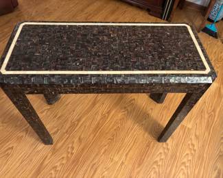 Black and white tiled Console Table. 38.5”w 17.25”d 29.5”t    $ 225.00