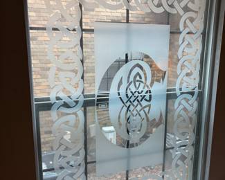 Frosted Glass window insert. 42.5”w 58.75”t.    $ 250.00