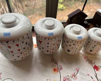 Black Bernarda Portugal set of 4 ceramic canisters.  $80.00 set