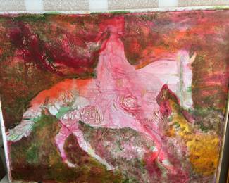 Chappel Roan fan? 
“Pink Pony” by Alice Corn, Pensacola artist. 
61”w 48.5”t or 5’x 4’ Large piece $600.00