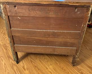 Antique Crest Line nightstand on castors.    32”w 18”d 30.5”t
$ 185.00