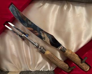 Stag Horn cutlery set service for 6 plus carving knife and fork.  