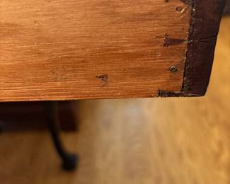 Black wood foldout card table with drawer. 21”x 21” x 29”t. Open 30”x 30”.        $ 800.00