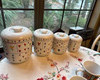 Black Bernarda Portugal set of 4 ceramic canisters.  $80.00 set