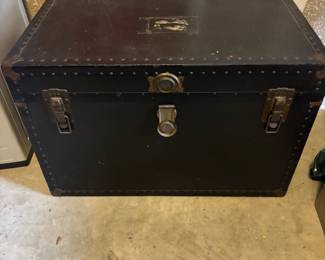 Black steamer trunk. 
33”w 19.25”d 21.75”t.      