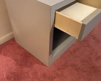 Grey laminate night stand with drawer.  20.25”w 17.75”d 20”t
$ 100.00