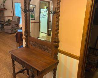 Barley Twist English Hall Tree. 37.5”w 17”d 82.5”t
