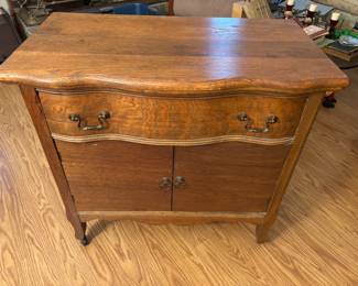 Antique Crest Line nightstand on castors.    32”w 18”d 30.5”t
$ 185.00