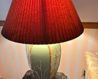 Turquoise ceramic lamp.  29”t 10”w.   
