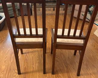 (2) Beige upholstered wood side chairs.
17”w 15.25”d 36” t
$ 75.00 pair