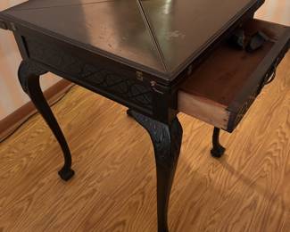 Edwardian Envelope Game Table with drawer. 21”x 21” x 29”t. Open 30”x 30”.        $ 650.00
