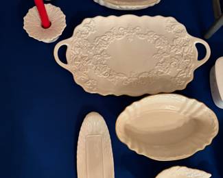 Lenox Harvest & holiday pieces: Centerpiece $20, Server $18, Hostess Tray $35, pair candle holders $ 15, butter $ 15, candy $18