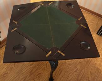 Edwardian Envelope Game Table with drawer. 21”x 21” x 29”t. Open 30”x 30”.        $ 650.00