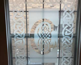 Frosted Glass window insert. 42.5”w 58.75”t.    $ 250.00
