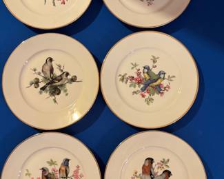 JKW Western Germany 6 Bird plates w gold trim 8.25”.   $ 40.00 set