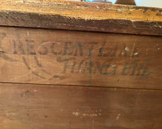 Antique Crest Line nightstand on castors.    32”w 18”d 30.5”t
$ 185.00