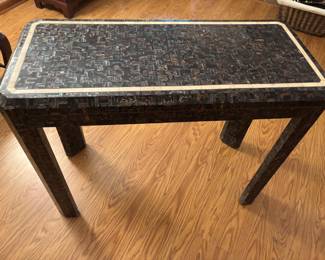 Black and white tiled Console Table. 38.5”w 17.25”d 29.5”t    $ 225.00