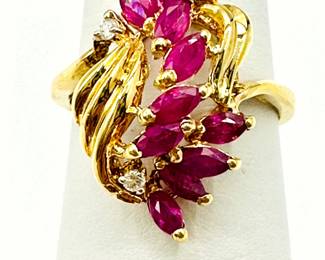 Natural Ruby And Diamond Ring In 18KT Yellow Gold Jewelry