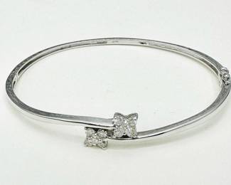 Natural Diamond Bangle Bracelet In 14KT White Gold Jewelry 