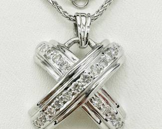 18KT White Gold Natural Diamond Pendant And Chain Jewelry