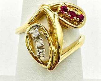 Natural Ruby And Diamond Ring In 14KT Yellow And White Gold Jewelry