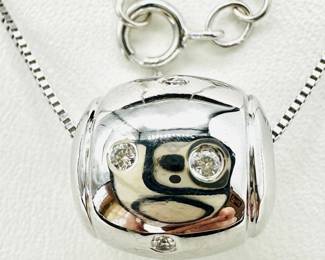 14KT White Gold Natural Diamond Pendant And Chain Jewelry