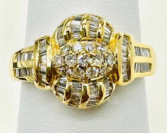 18KT Yellow Gold Natural Diamond Ring Size 7 Jewelry