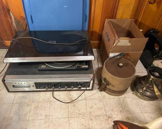 record player, ice chest 