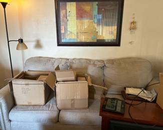 set of dishes, couch for sale, any decor