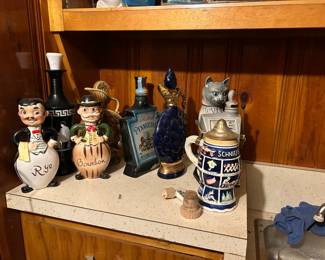 more antique decanters and other various containers