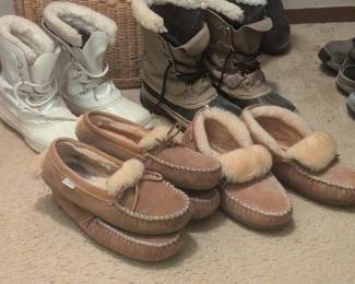 Sorel boots and LL Bean slippers