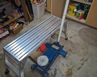 Werner folding bench and heavy duty floor jack