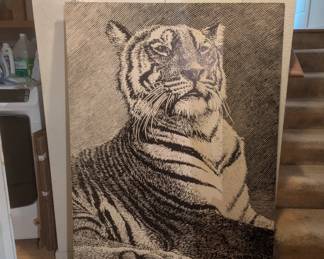 Black light Tiger by Kersten Brothers Circa 1970.  Large - Over 3 ft by 4 ft