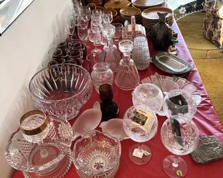 Here is a picture of some of the Waterford crystal items: stemware, bowls, and serving dishes.