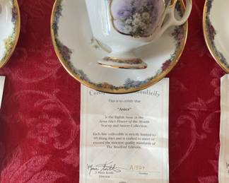 3 piece china tea cup set w/ certificate of authenticity. "Aster"