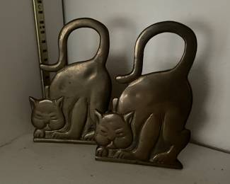 Brass Cat book ends