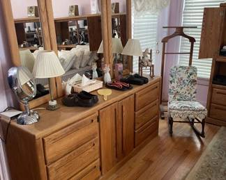 Rocking Chair.  Men's Valet.  Dresser lamps.