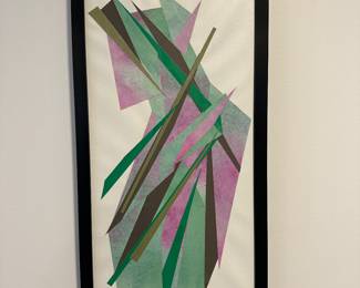 "Seated Irish Wolfhound" original collage on canvas by Barbara Kennison 21” x 11”