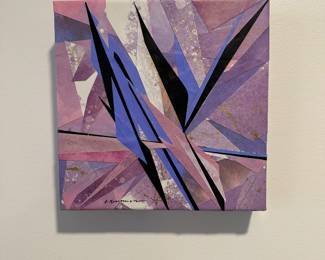 "Birds on a Wire" original collage on canvas by Barbara Kennison 8” x 8”