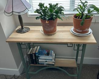 Metal and wood table 3’ w x 14” d x 30” t