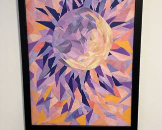 "Saturn’s Flare" original collage on canvas by Barbara Kennison 21” x 26”