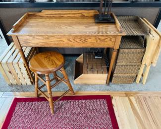 Oak lift-top desk: 42” w x 20” d x 31” t